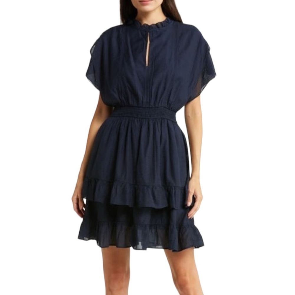 Scotch & Soda Smocked Mini Dress in Navy